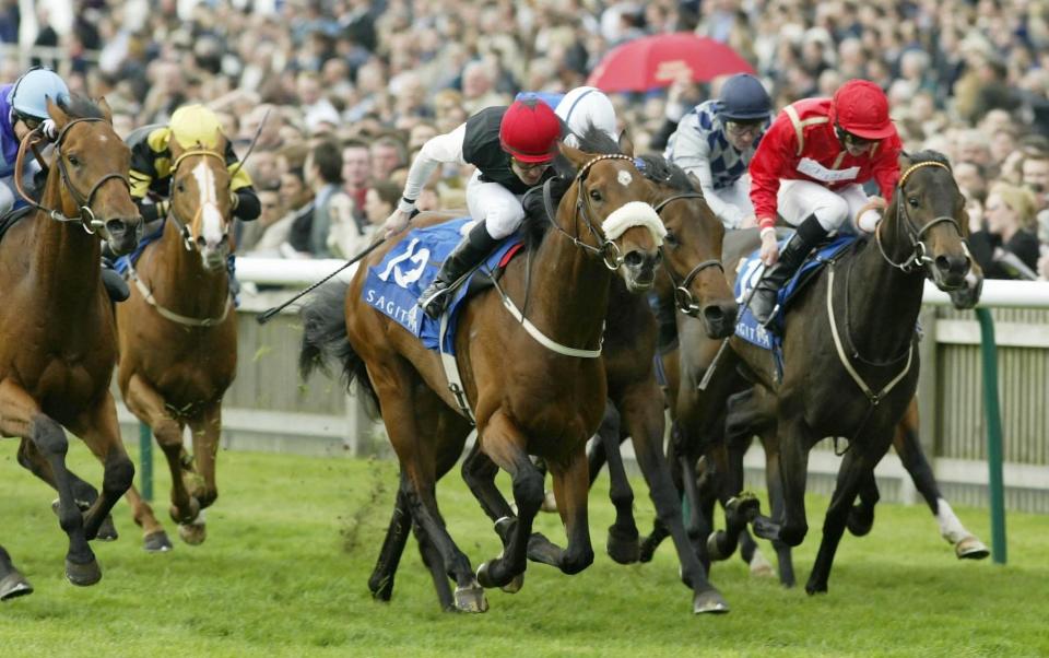 Pat Smullen and Refuse To Bend after landing the Sagitta 2000 Guineas Stakes at Newmarket, 2003 - Julian Herbert/Getty Images