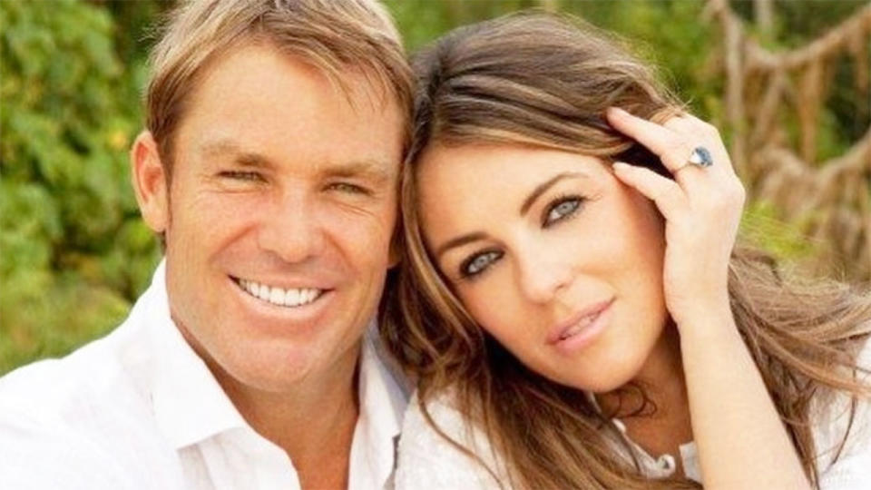Shane Warne and Liz Hurley are pictured here together when they used to be engaged.