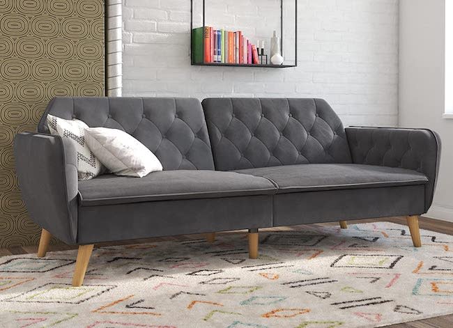 Novogratz Tallulah memory foam futon in grey