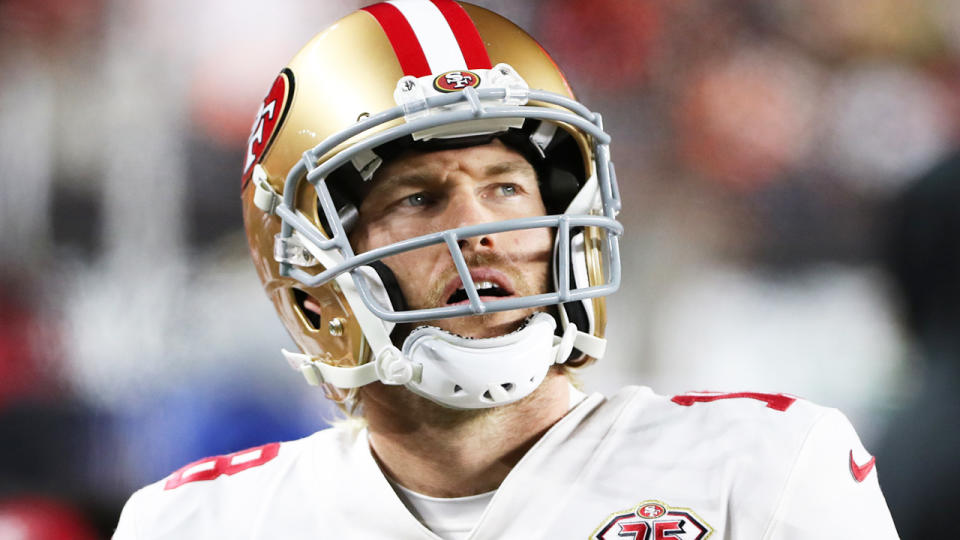 Aussie NFL punter Mitch Wishnowsky's Super Bowl dreams will have to wait another year after the 49ers lost to the LA Rams in the NFL NFC championship game. (Photo by Ian Johnson/Icon Sportswire via Getty Images)