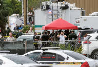 <p>Investigators work the scene of a multiple shooting at an area business in an industrial area on June 5, 2017 northeast of downtown Orlando, Florida. According to published reports, five people were killed in the attack by a man police described as a disgruntled former worker at Fiamma, Inc., which makes accessories for campers and other recreational vehicles. The attacker killed himself, according to police. (Photo by Gerardo Mora/Getty Images) </p>