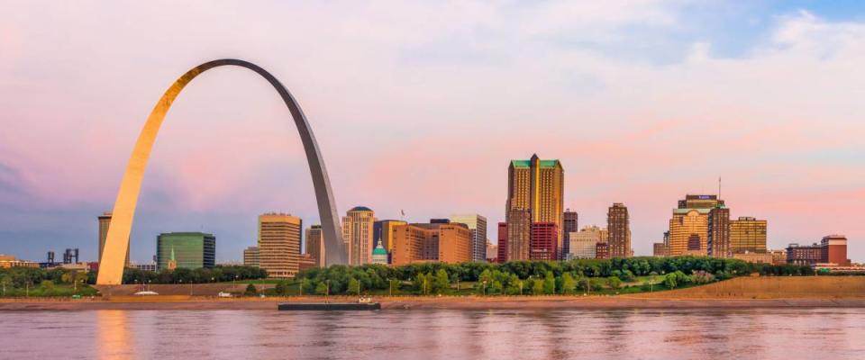 St. Louis skyline with the Gateway Arch and river views