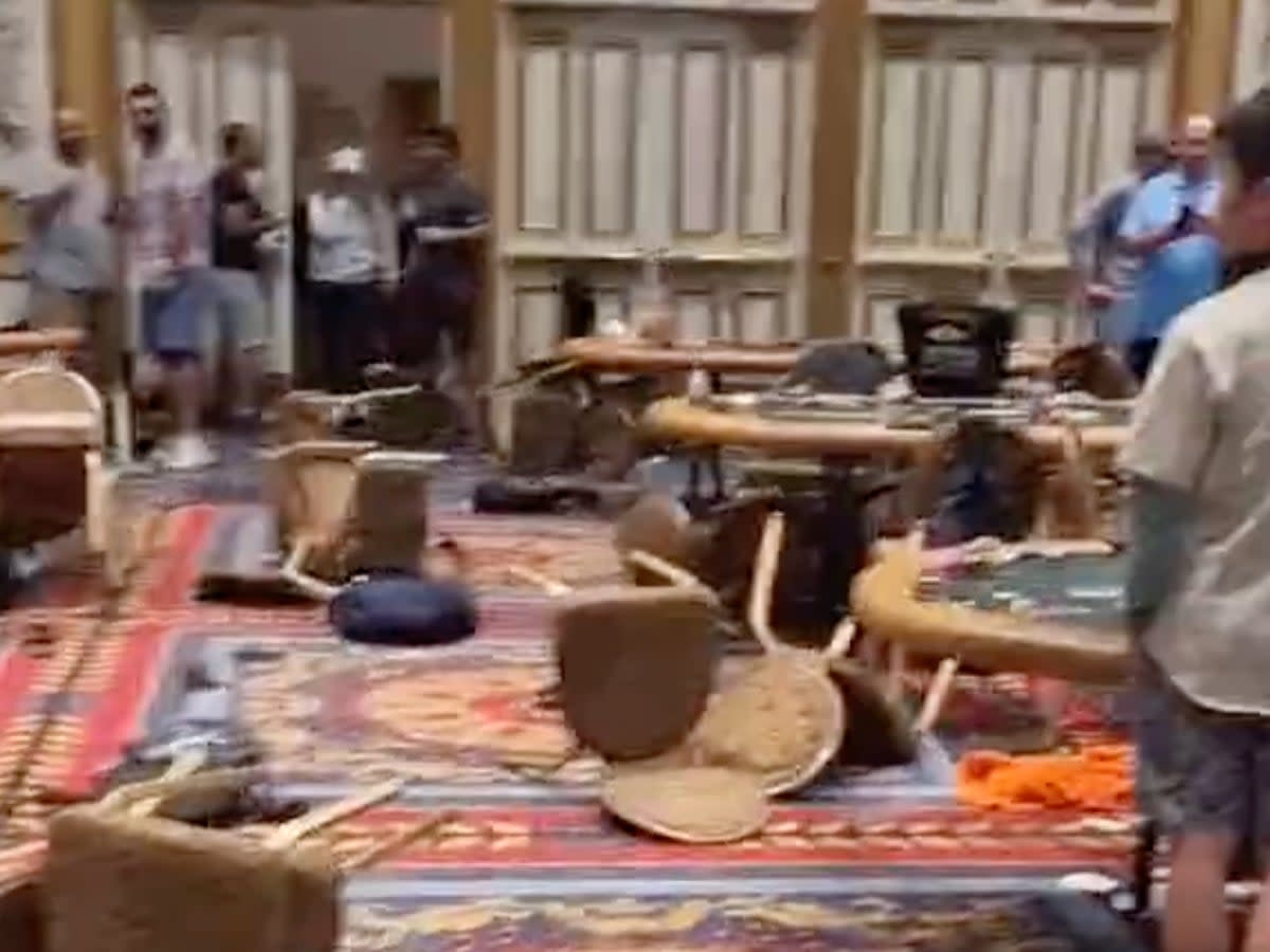 Videos and images shared to Twitter captured the chaos that unfolded at the MGM Grand at the weekend (Ignacio Molina/@IgnaPoker83 / Twitter)