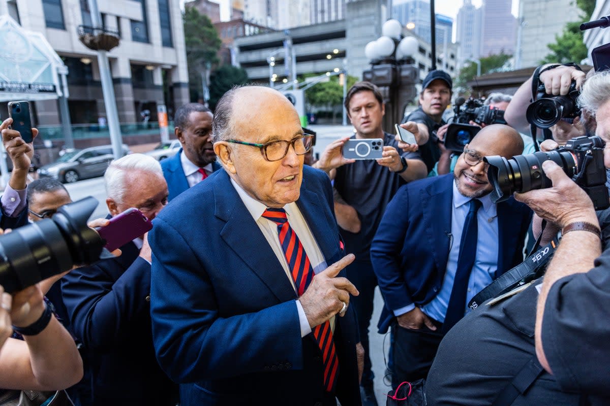 Rudy Giuliani meets the press in Atlanta, Georgia (EPA)