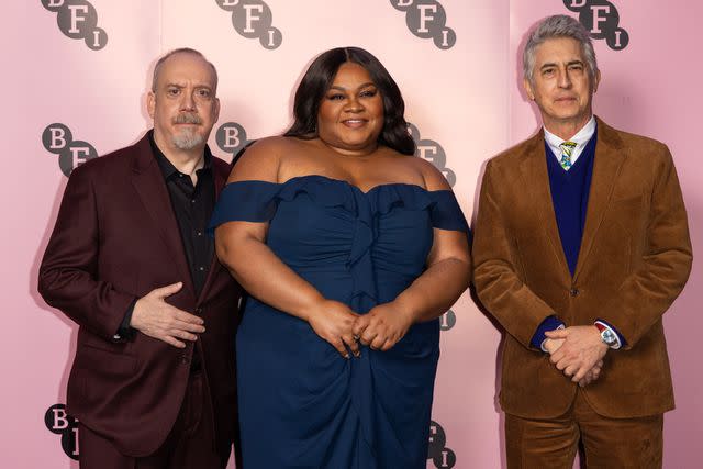 <p>Tristan Fewings/Getty</p> Paul Giamatti, Da'Vine Joy Randolph and Alexander Payne attend "The Holdovers" BFI Screening and Q&A at BFI Southbank