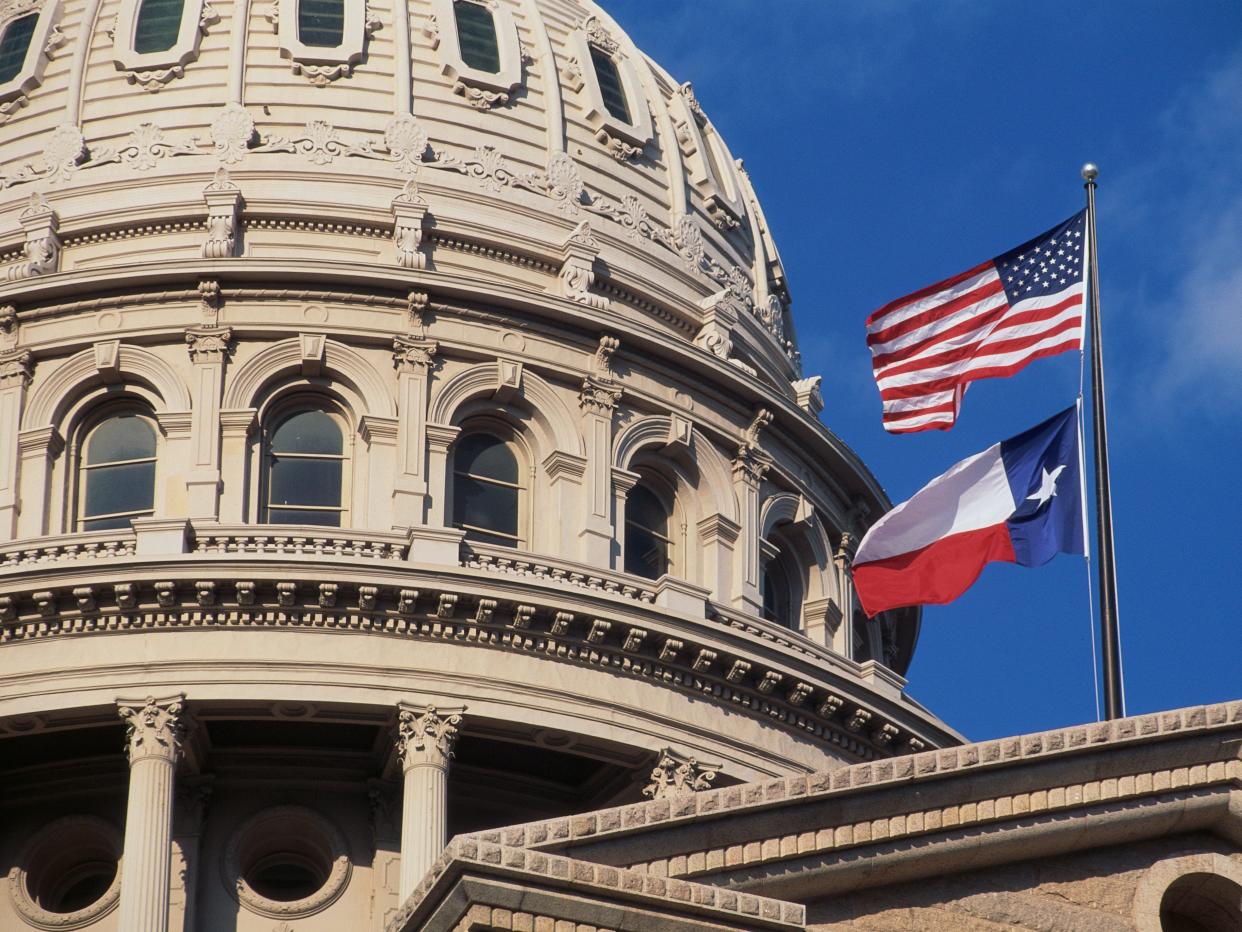 Texas State Capitol Dome and Flags