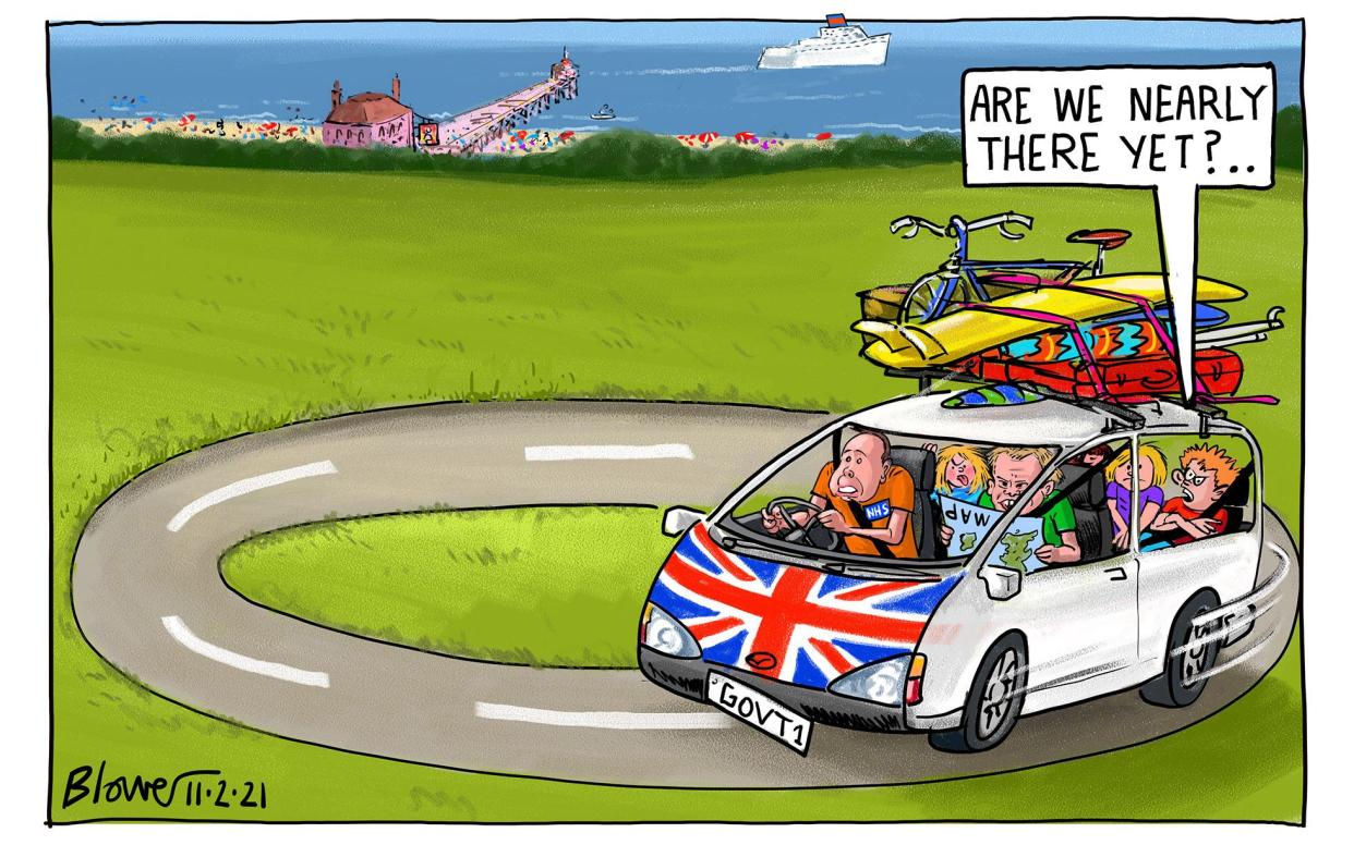 Cartoonist Blower's take on the Government's efforts to address hopes for summer holidays