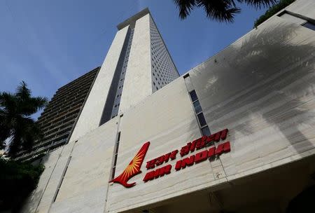 The Air India logo is seen on the facade of its office building in Mumbai, July 7, 2017. REUTERS/Danish Siddiqui/Files
