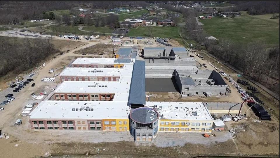 This is an overhead shot of construction of the new Lancaster High School building. It is set to open August 2026.