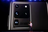 Drew Blackard of Samsung Electronics speaks on stage during Samsung Galaxy Unpacked 2020 in San Francisco