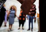 <p>A group demanding Congress to reject the Trump administration’s budget proposals and health care bill, are arrested during a demonstration in the Russell Senate Building on Capitol Hill in Washington, Tuesday, July 18, 2017. (Photo: Manuel Balce Ceneta/AP) </p>