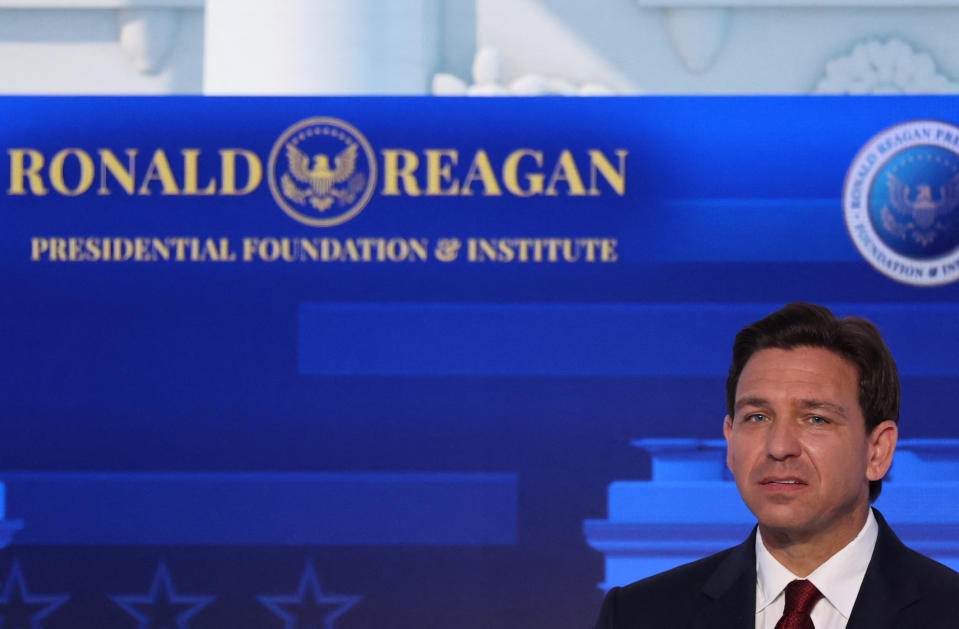 Florida Gov. Ron DeSantis onstage at the second Republican presidential debate.