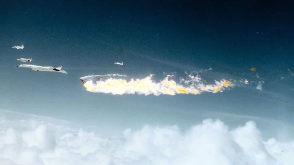 The XB-70 Valkyrie just after collision. - U.S. Air Force