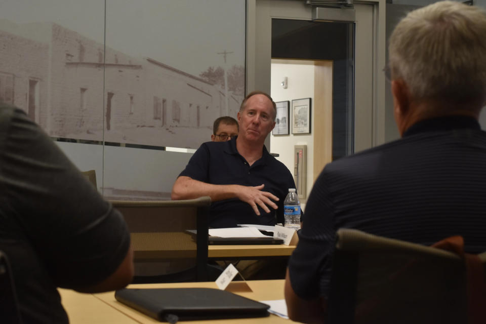 Commissioner Paul Wilson presents four options that his team looked at for the new jail at the Pima County Adult Detention Center Blue Ribbon Commission meeting on July 27, 2023.