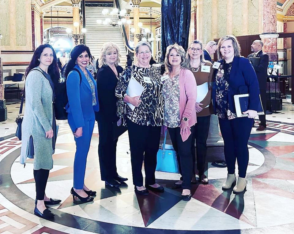 These Memorial Hospital staff leaders met with state legislators in Springfield recently to help promote on Hospital Advocacy Day.