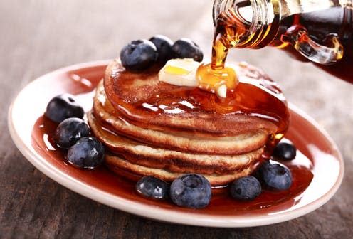 <span class="caption">Where does our love of sugar come from?</span> <span class="attribution"><a class="link " href="https://www.shutterstock.com/image-photo/pouring-maple-syrup-on-stack-pancakes-144326857" rel="nofollow noopener" target="_blank" data-ylk="slk:Magdalena Kucova/Shutterstock">Magdalena Kucova/Shutterstock</a></span>