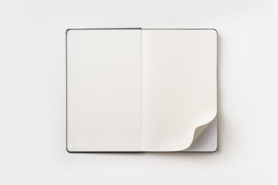Directly Above View Of Open Book On White Background