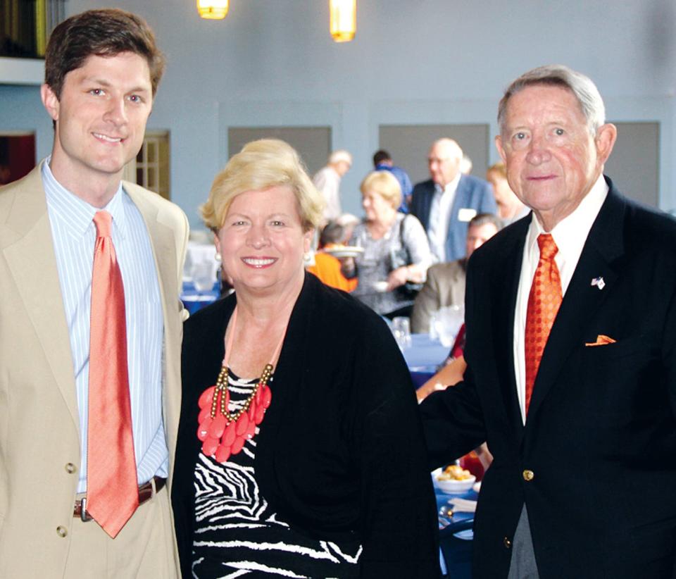 University of Tennessee women's athletics director Joan Cronan, centered, is pictured with University of Tennessee alumni at a past Kiwanis Club of Columbia meeting. Waymon Hickman, right, who has been recognized by the University of Tennessee with many honors including the Development Council Service Award in 2010, stands with now Columbia Mayor Chaz Molder, a former Columbia Central student body president and football player, and president of the University of Tennessee student body in the 2004-05 school year.