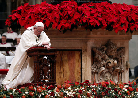 Pope Francis leads the Christmas Eve mass in Saint Peter's Basilica at the Vatican, December 24, 2018. REUTERS/Max Rossi