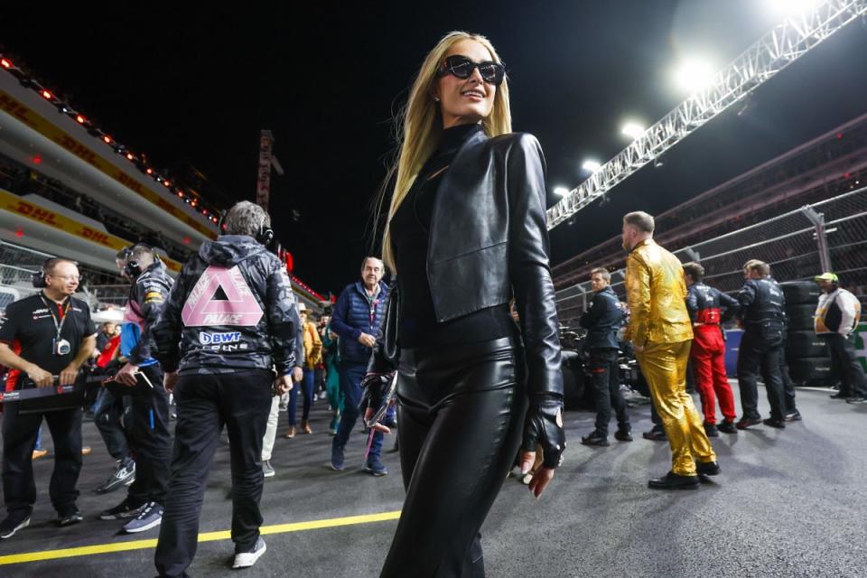 Paris Hilton on the grid prior to the race getting underway (EPA)