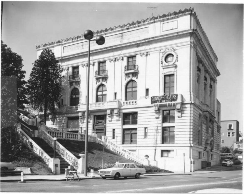 The Elks Temple, shown here in 1970, was constructed in 1916 and used until 1986, when it went dark for 30 years. After McMenamins bought the property in 2009, it spent years researching and procuring investments before starting abatement in 2016. The venue, restaurants and hotel opened in 2019.