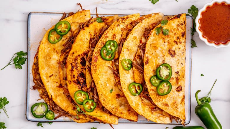 quesadillas stuffed with birria