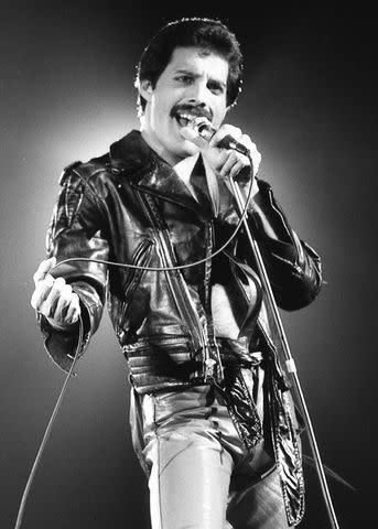 <p>Dick Darrell/Toronto Star via Getty</p> Freddie Mercury of British rock band Queen in August 1980