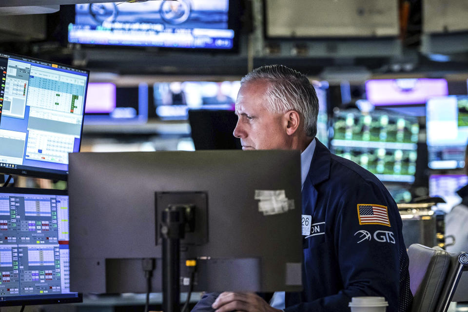 Specialist Donald Himpele Jr. works on the floor of the New York Stock Exchange on May 17, 2022. (Courtney Crow / New York Stock Exchange via AP)