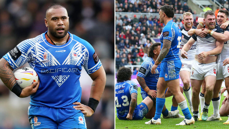Samoa's Rugby League World Cup got off to a horror start after they were thrashed by hosts England. Pic: Getty 