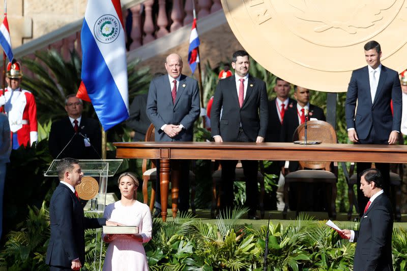 Paraguay's Santiago Pena sworn in as President, in Asuncion