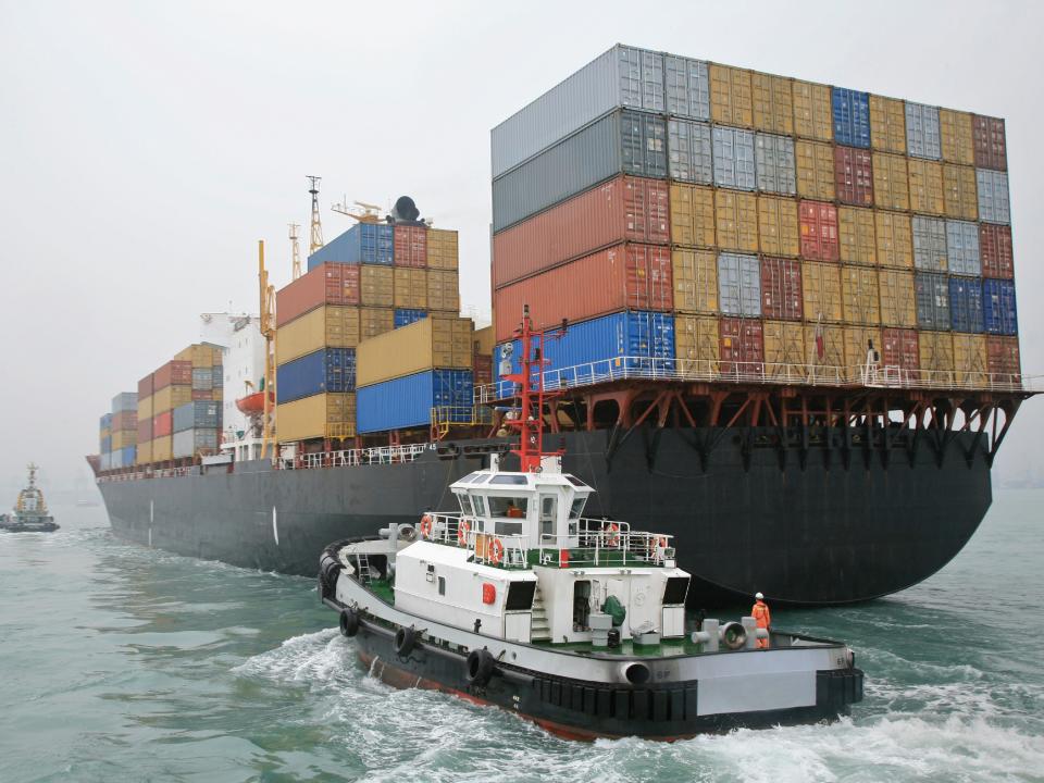 China cargo ship Hong Kong harbor