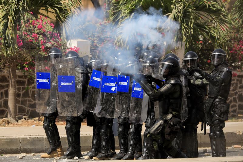 Security forces clash with supporters of opposition leader Ousmane Sonko, in Dakar