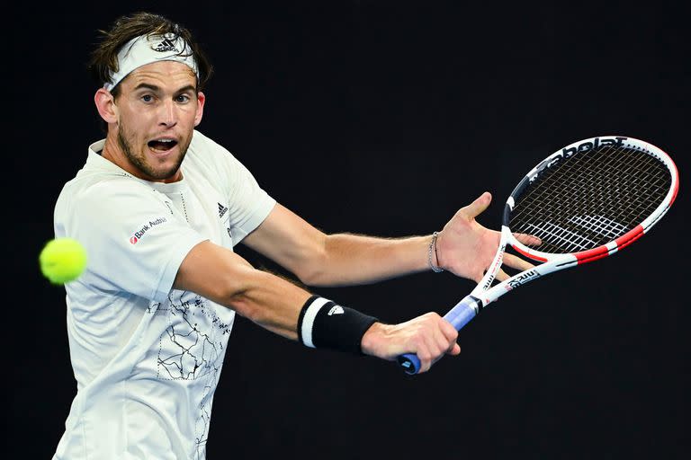 Dominic Thiem of Austria in action during his third Round Mens singles match against Nick Kyrgios of Australia on Day 5 of the Australian Open at Melbourne Park in Melbourne