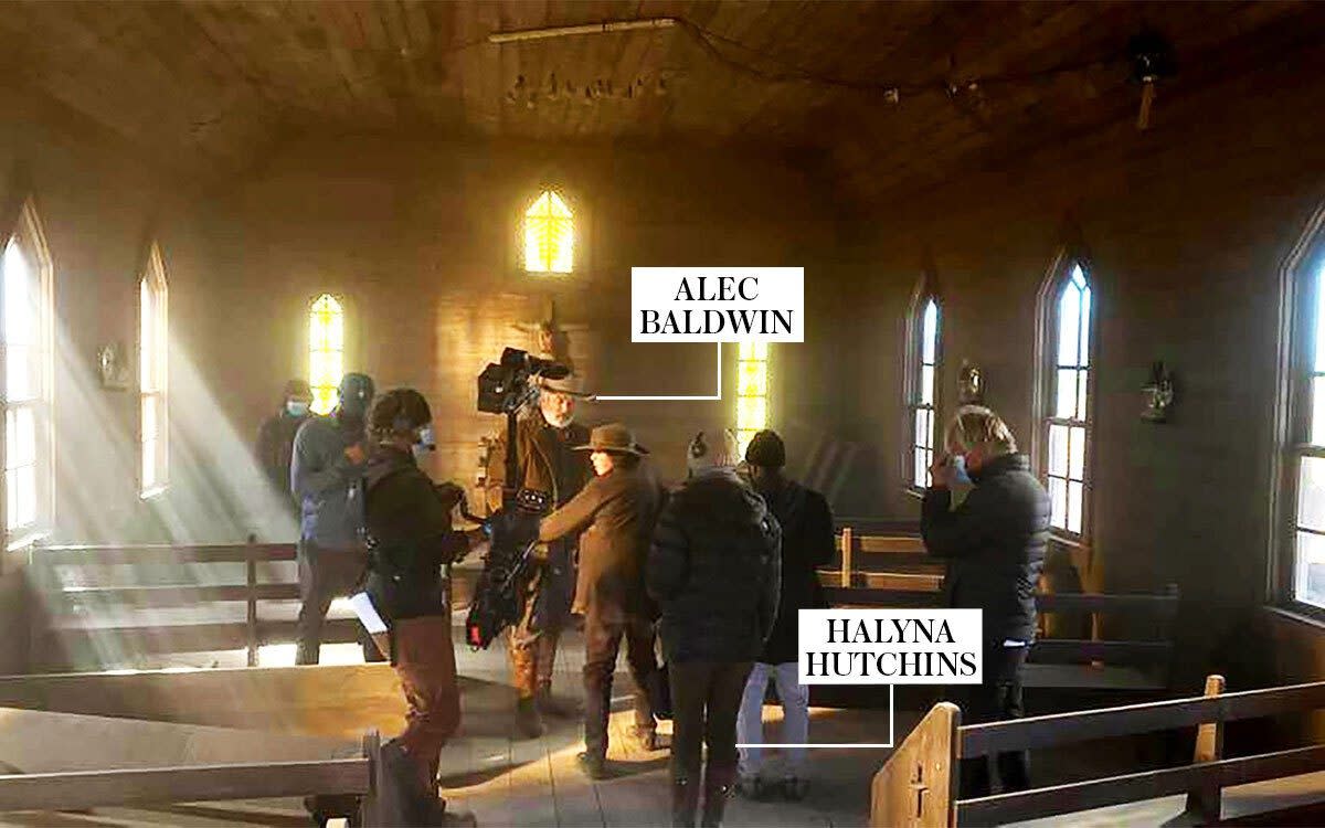 This photo is believed to be the last one taken of Hutchins on set and shows the chapel where she was later accidentally shot dead - Facebook/Serge Svetnoy