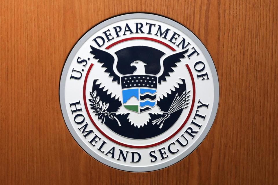 PHOTO: The Department of Homeland Security seal August 21, 2019 in Washington, DC. (Chip Somodevilla/Getty Images)