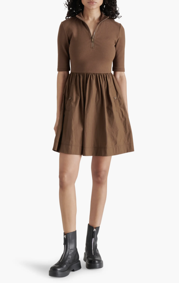 Steve Madden Berlina Half Zip Mixed Media Dress