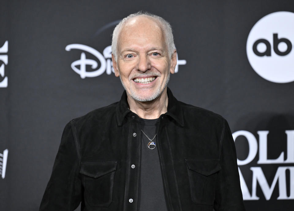 Peter Frampton poses in the press room during the Rock & Roll Hall of Fame Induction Ceremony on Friday, Nov. 3, 2023, at Barclays Center in New York. (Photo by Evan Agostini/Invision/AP)