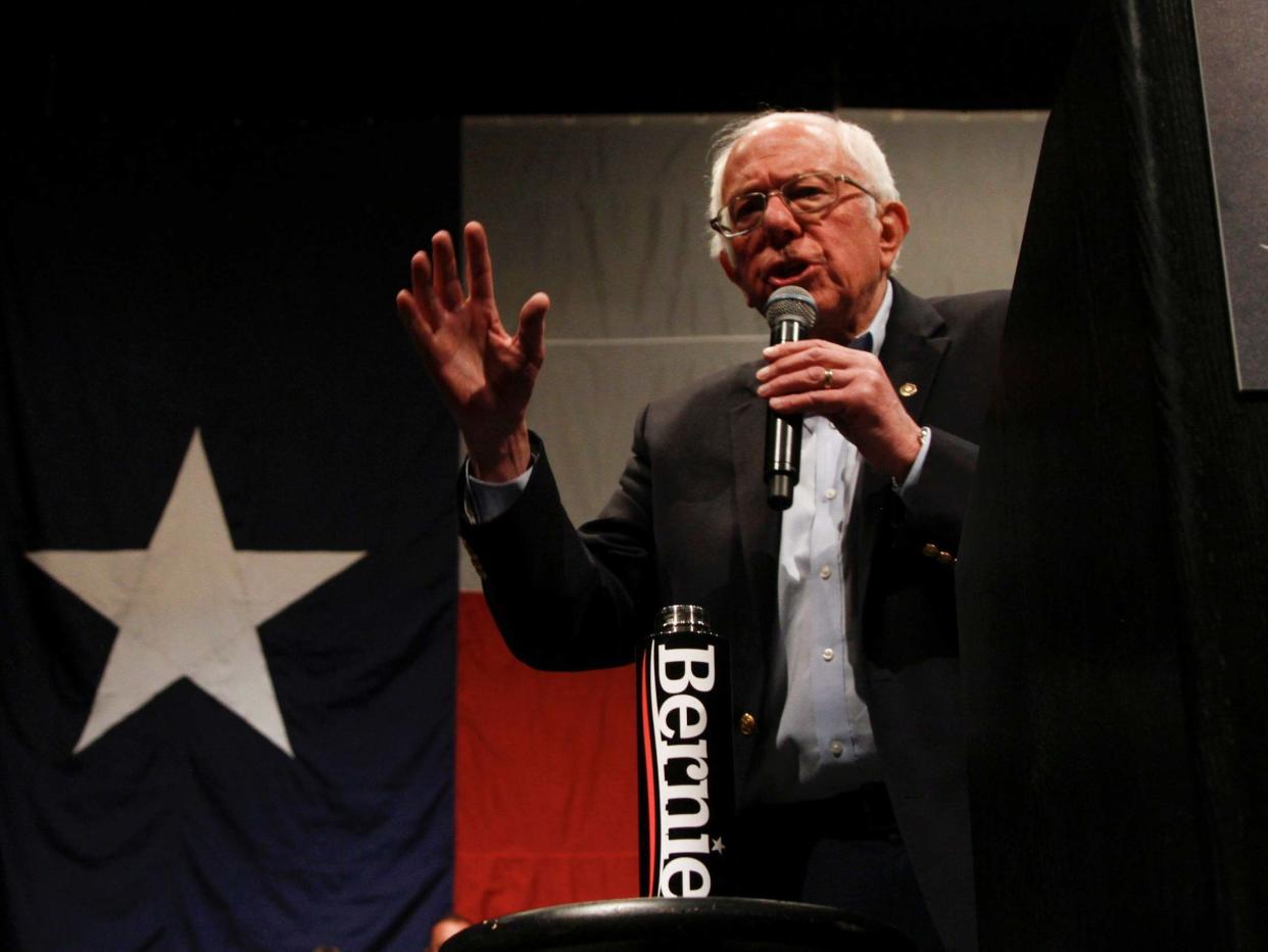 Bernie Sanders at a campaign rally in Texas on the day of Nevada caucuses: AP