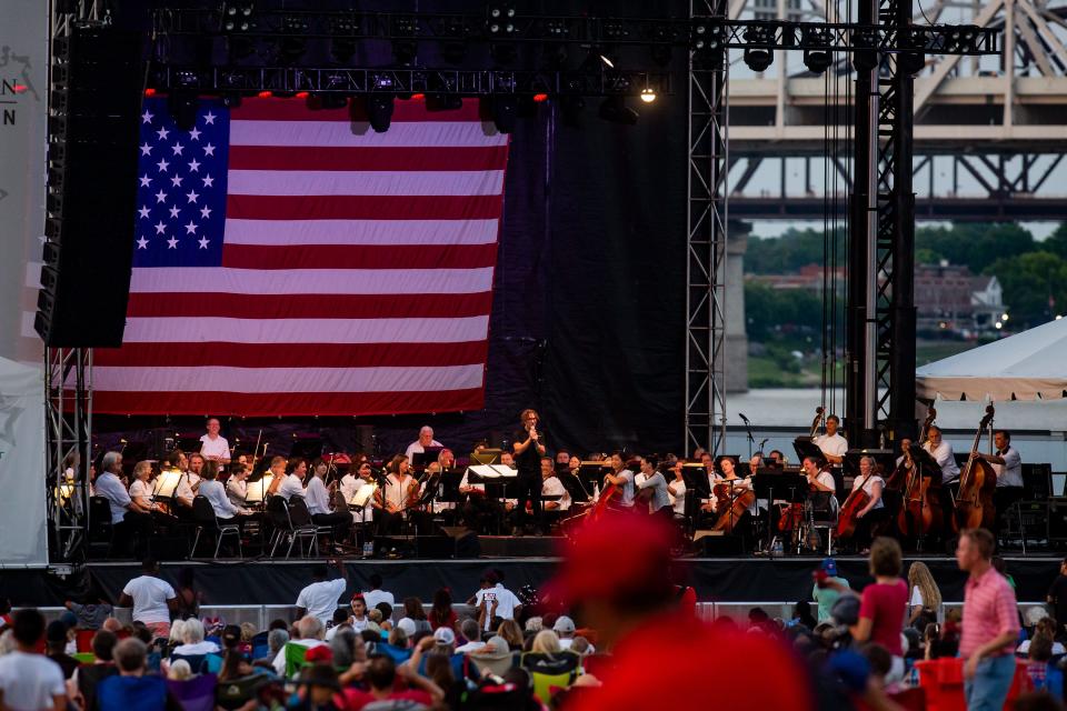 A large crowd was on hand at Waterfront Park before the Louisville Orchestra's Independence Day concert and fireworks show. July 4, 2021 