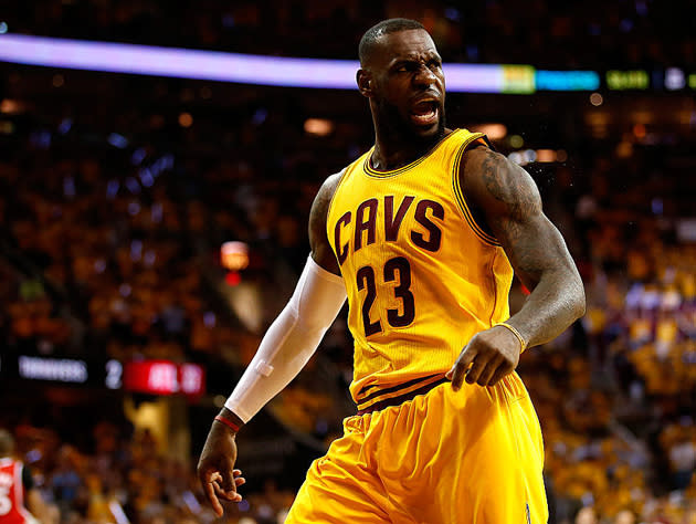 LeBron James surveys the scene. (Getty Images)