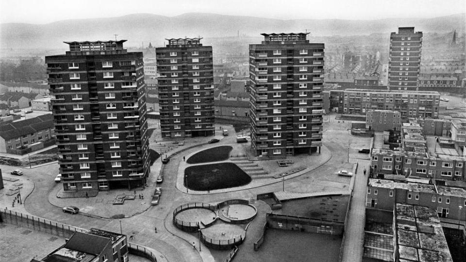 Aerial photo of New Lodge estate in Belfast