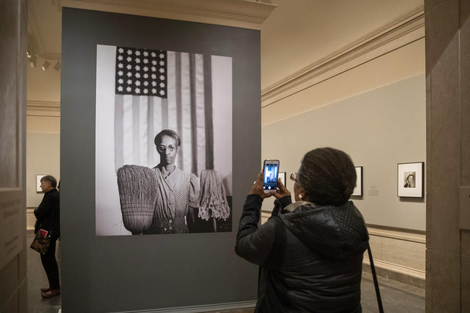 Gordon Parks exhibit (“American Gothic” featured) in 2018 at the National Gallery of Art in Washington. - Credit: AP