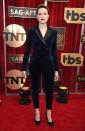 <p>The actress once again made a statement by wearing a suit on the red carpet. (Photo: Getty Images) </p>