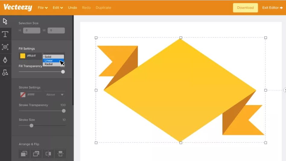 A screengrab showing abstract vector shapes in Vecteezy, one of the best graphic design software programs