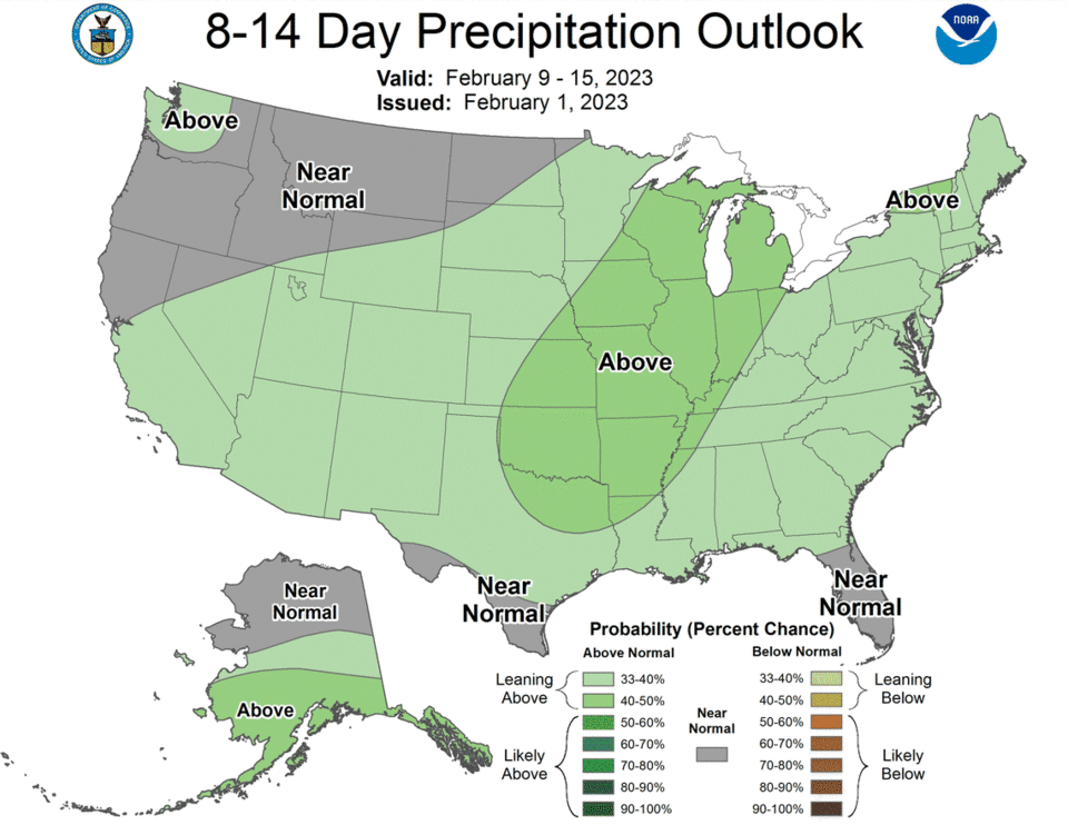 Precipitation prediction from Feb 9 to 15.