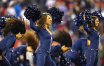 <p>New England Patriots cheerleaders perform during the first quarter of a game against the Atlanta Falcons at Gillette Stadium on October 22, 2017 in Foxboro, Massachusetts. (Photo by Maddie Meyer/Getty Images) </p>