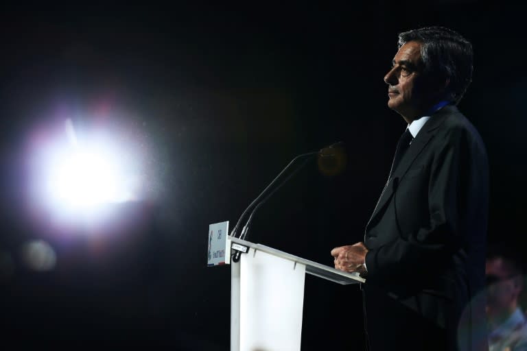 French presidential candidate for the right-wing Les Republicains (LR) party Francois Fillon delivers a speech during a campaign rally in Caen, northwesthern France, on March 16, 2017