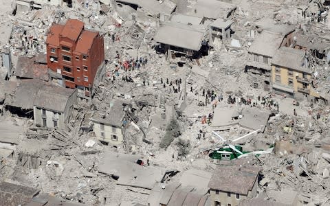 The town of Amatrice was struck by an earthquake three years ago, thought to be caused by the same fault line - Credit: Gregorio Bordgia/AP