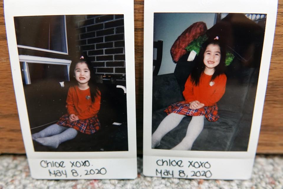 Instant photographs of Chloe taken on May 8, 2020, the day before her fatal bladder rupture.