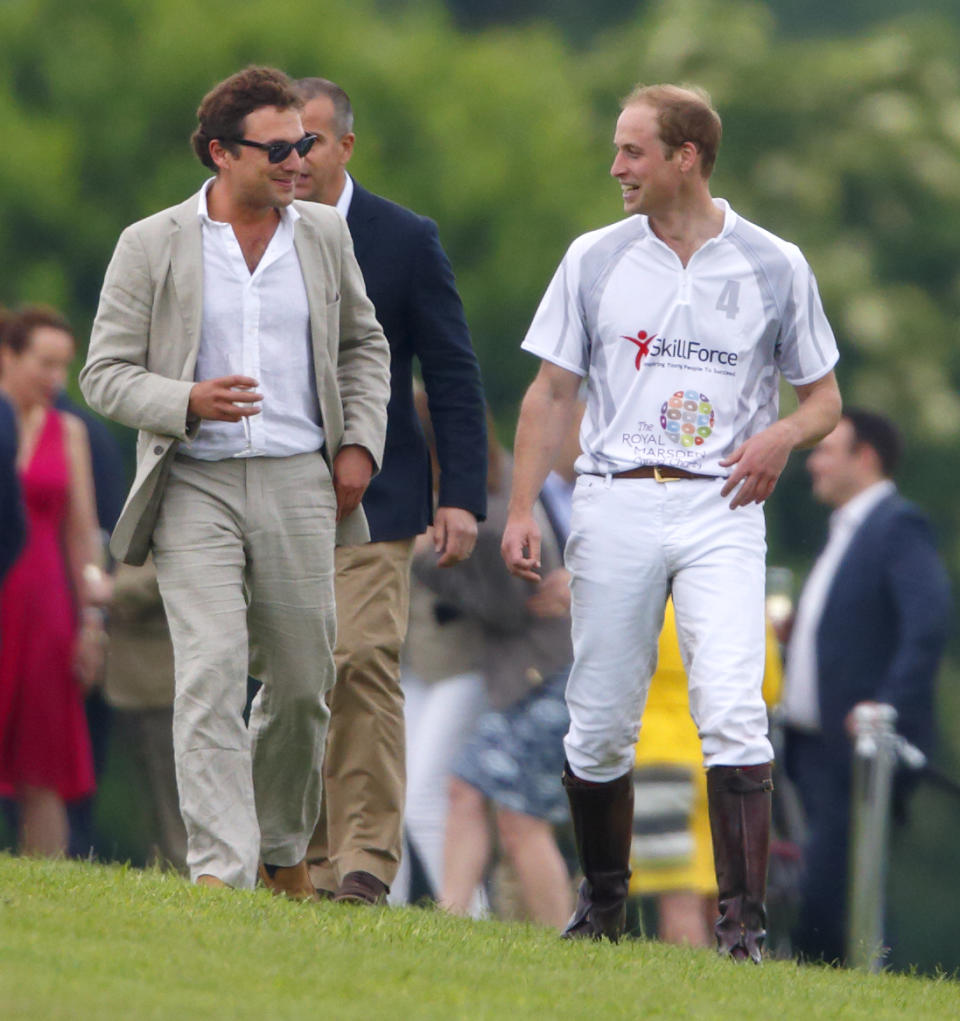 Prince William, Duke of Cambridge talks with Thomas van Straubenzee after playing in the Audi Polo Challenge at Coworth Park Polo Club on May 31, 2014 in Ascot, England.